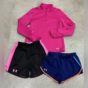 Womens UNDER ARMOUR Sweatshirt & Athletic Shorts, sz Small